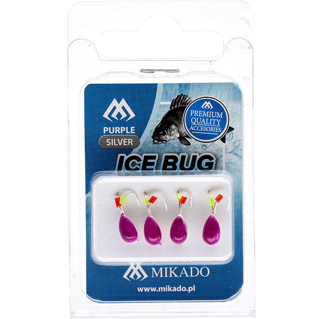Мормышка Mikado Ice Bug вес 0,83 г., длина 9,5 мм. цвет фиолетовый/серебристый