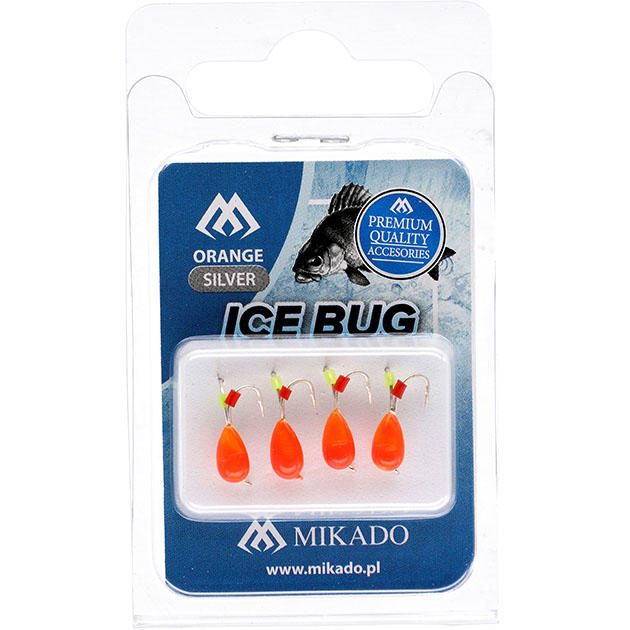 Мормышка Mikado Ice Bug вес 0,83 г., длина 9,5 мм. цвет оранжевый/серебряный